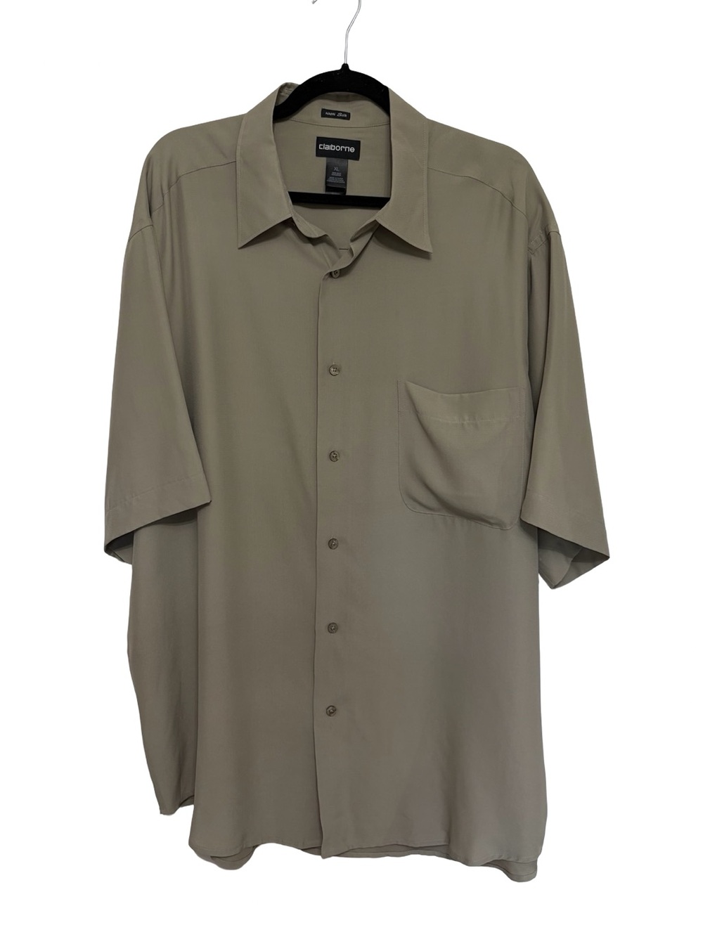 NEW Men’s Claiborne 100% Silk Button Down Short Sleeve Shirt - Size XL